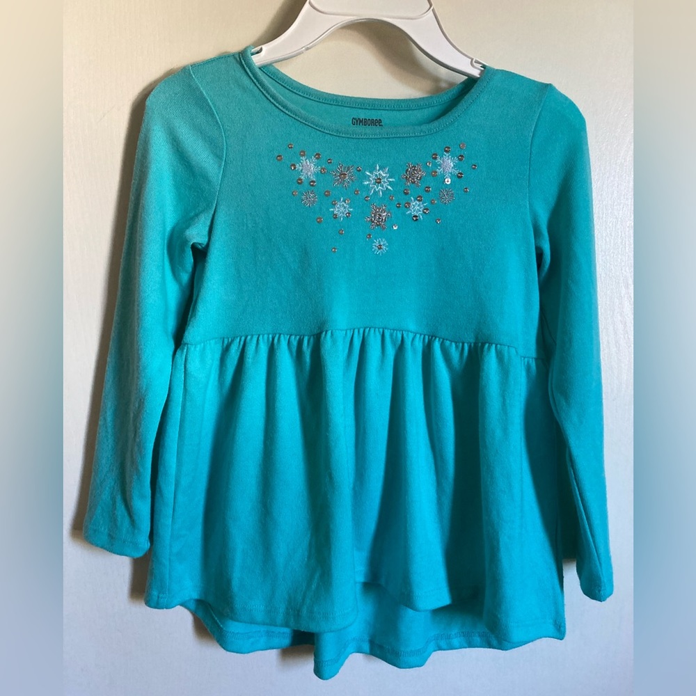 *Gymboree New Turquoise Embroidered Sequin Long Sleeve Tunic Blouse #IB